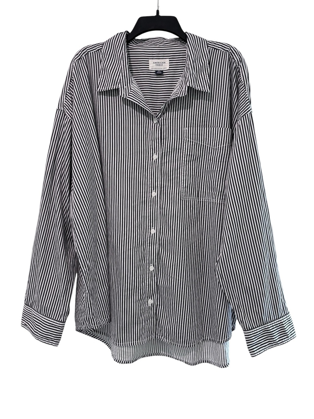 American Eagle Oversized Striped Button Down Cotton Shirt Women’s Size XXL